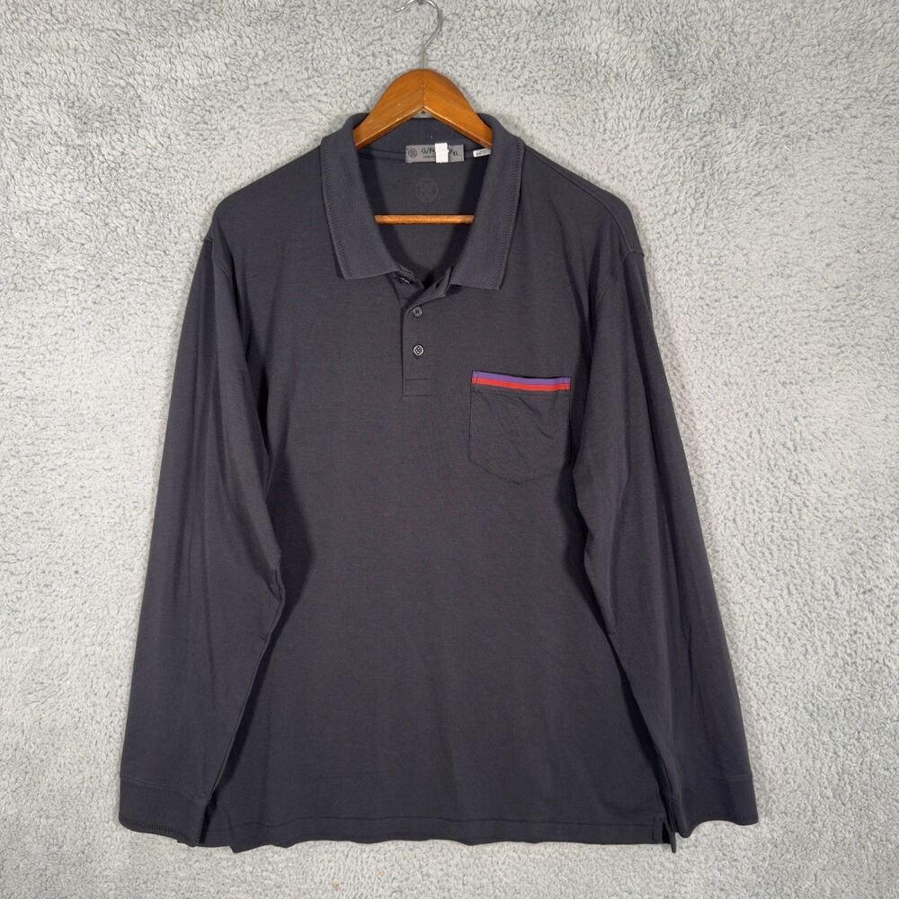 G/FORE Performance Polo XL Long Sleeve Black Golf Shirt Stretch Pocket